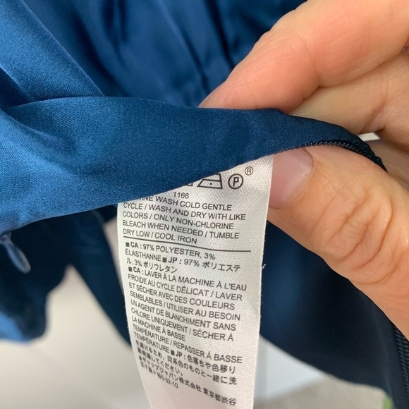 Banana Republic Factory Size 14 Satin Blouse Cropped Balloon Sleeve Blue - Picture 9 of 10